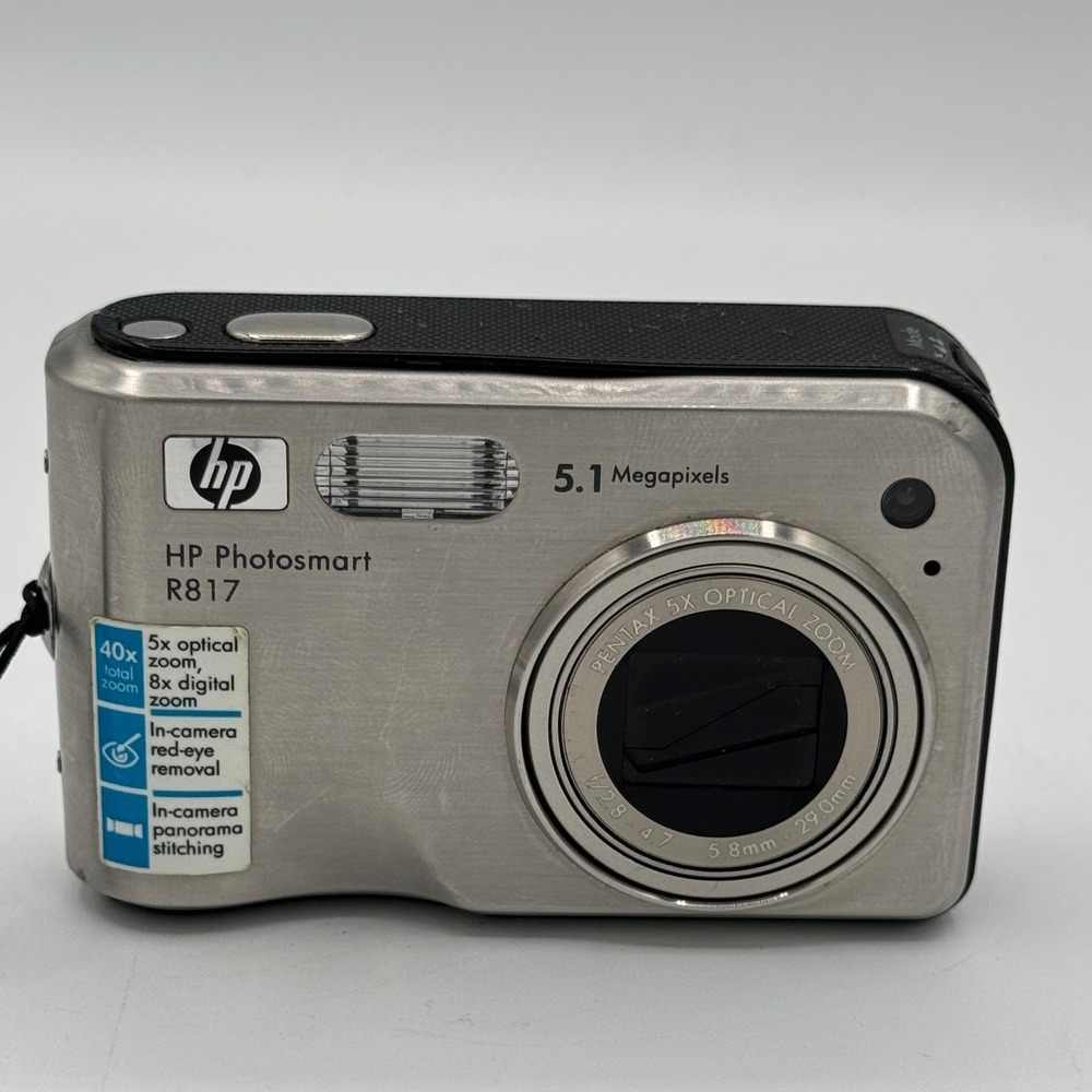 HP Photosmart R817 Digital Camera 5.1MP Pentax 5x Optical Zoom Silver Digicam